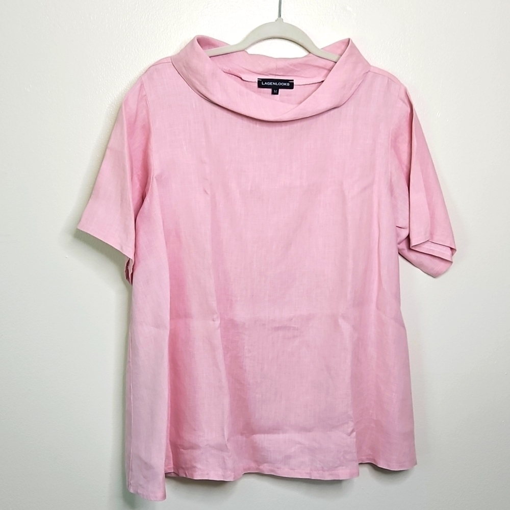 Lagenlooks Pink Cowl Neck Blouse Medium